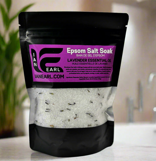 Bag of lavender epsom salt soak