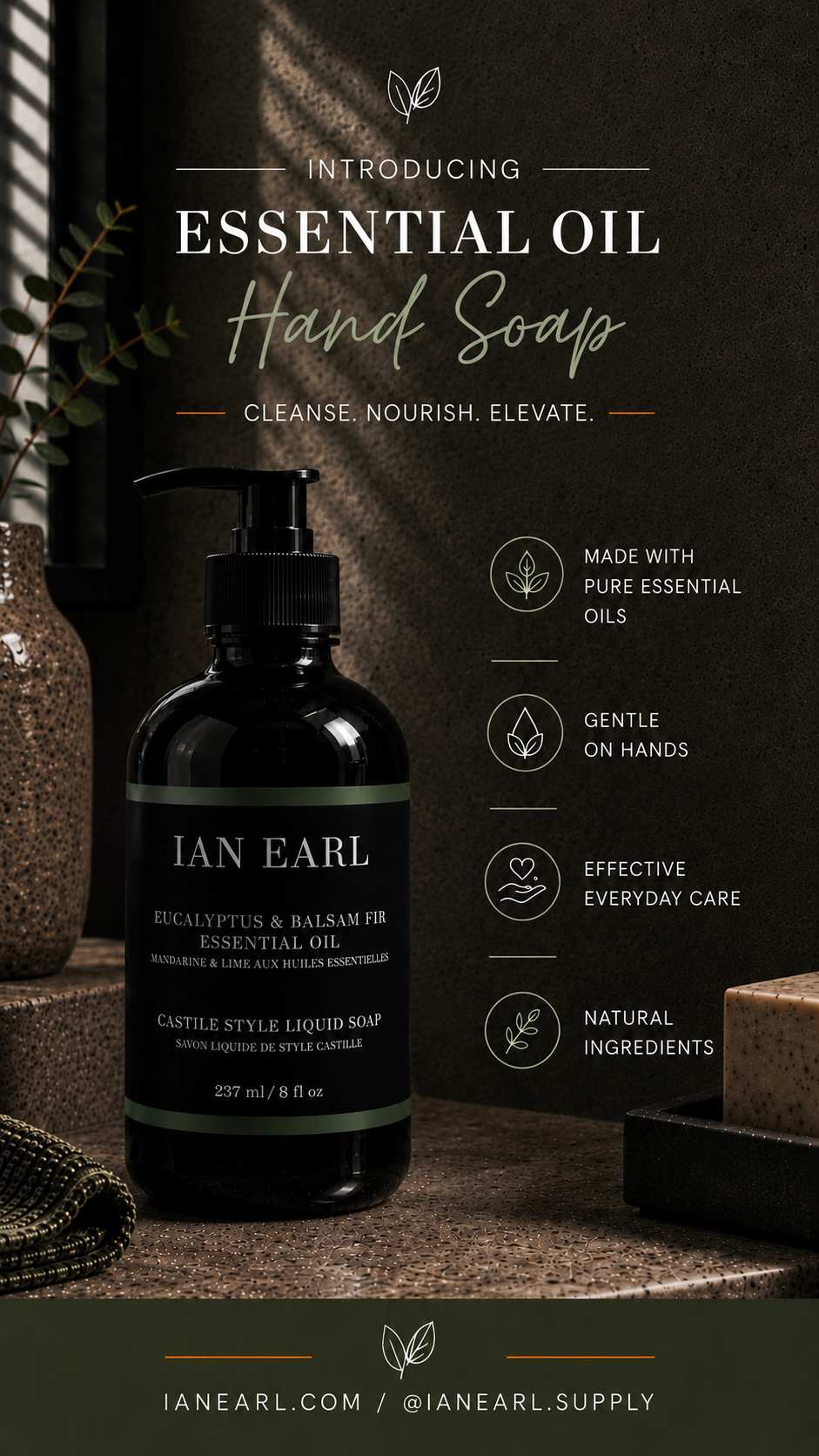 Eucalyptus & Balsam Fir Essential Oil - Castile Style Liquid Soap - Prismatic Ash Soap Co.