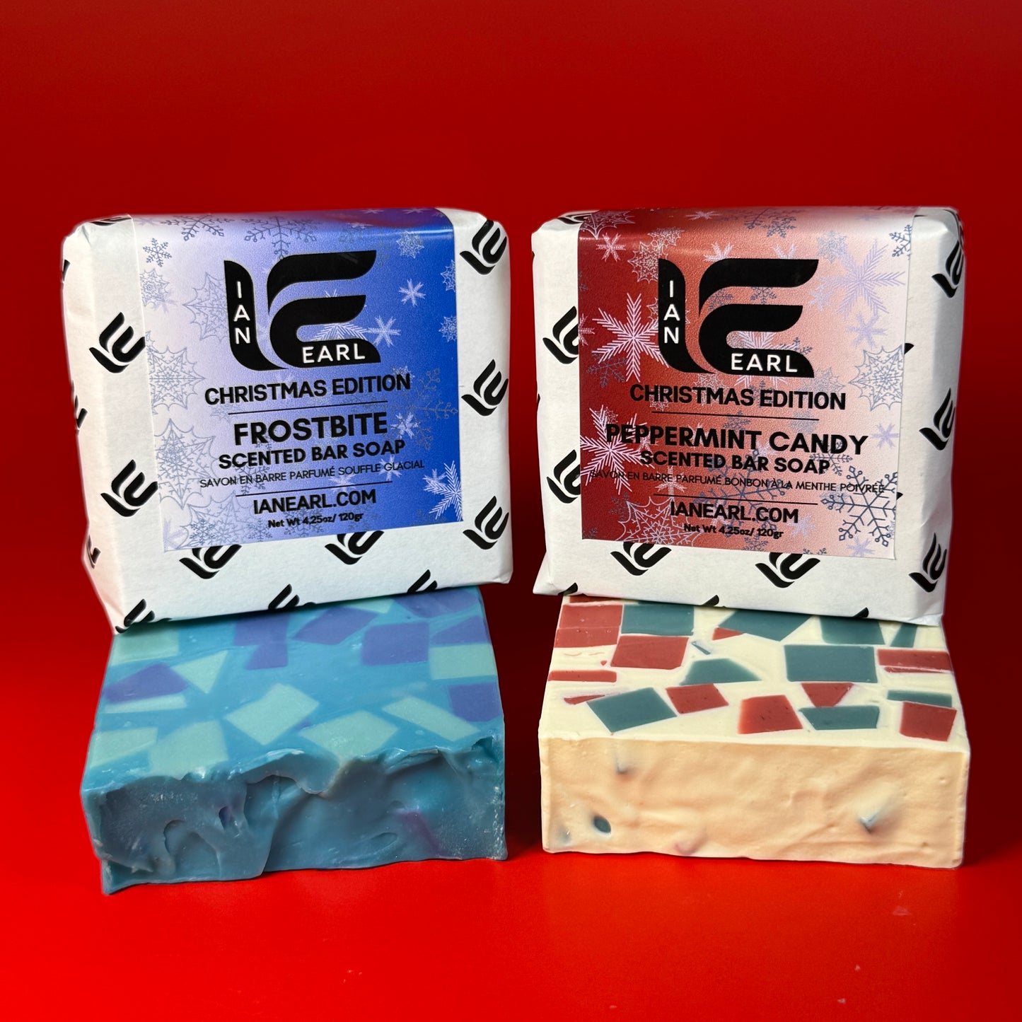 Gift Box - Peppermint Candy & Frostbite Scented Bar Soap with Soap Saver Bag