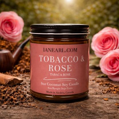 Tobacco & Rose - 8oz Coconut Soy Wax Candle - Prismatic Ash Soap Co.