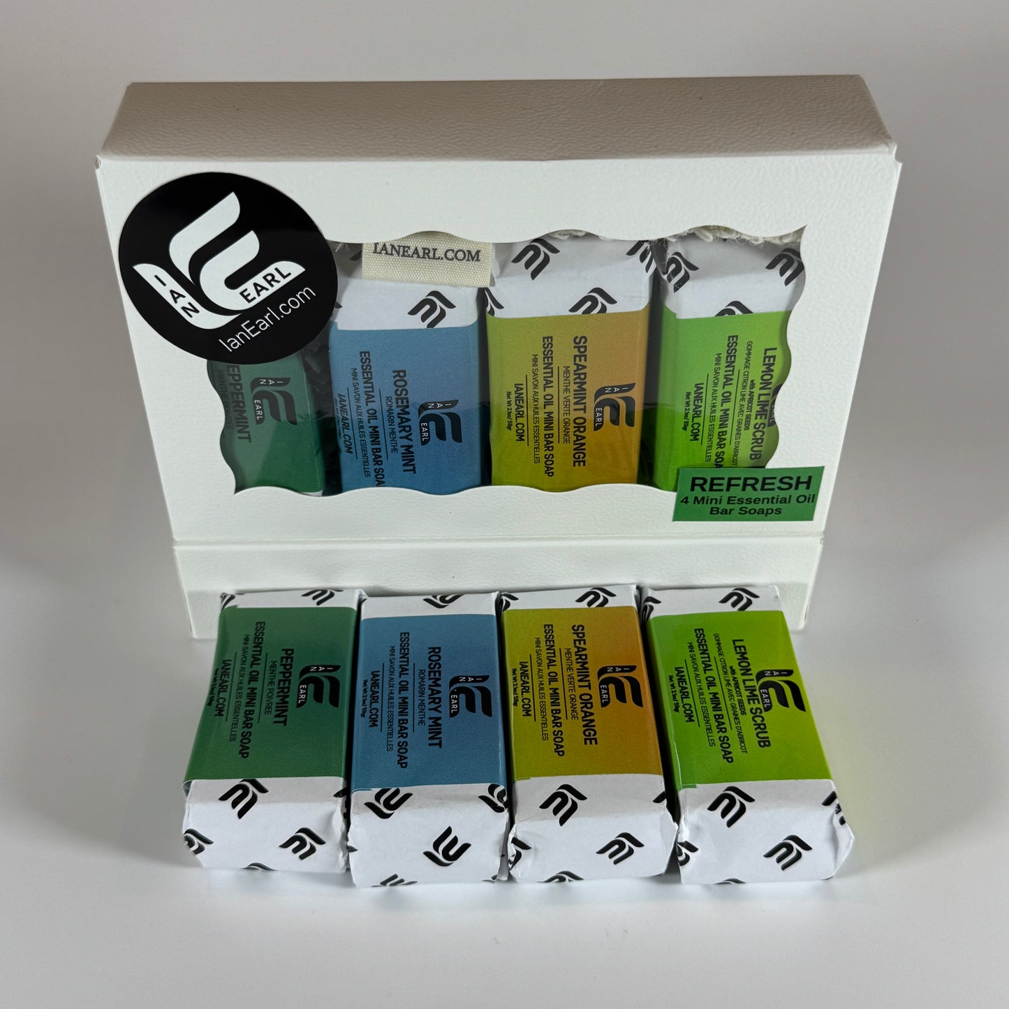 Gift Box - 4 Mini Bar Soaps - REFRESH Collection with Soap Saver Bag
