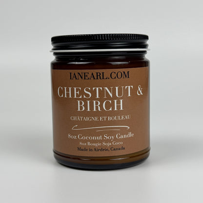 Chestnut & Birch - 8oz Coconut Soy Candle - Prismatic Ash Soap Co.