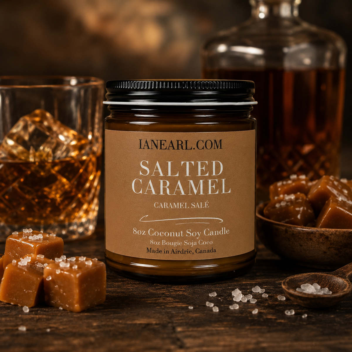 Salted Caramel - 8oz Coconut Soy Candle - Prismatic Ash Soap Co.