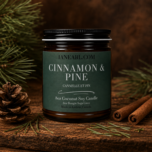 Cinnamon & Pine - 8oz Coconut Soy Candle - Prismatic Ash Soap Co.