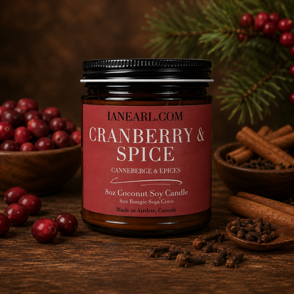 Cranberry & Spice - 8oz Coconut Soy Candle - Prismatic Ash Soap Co.