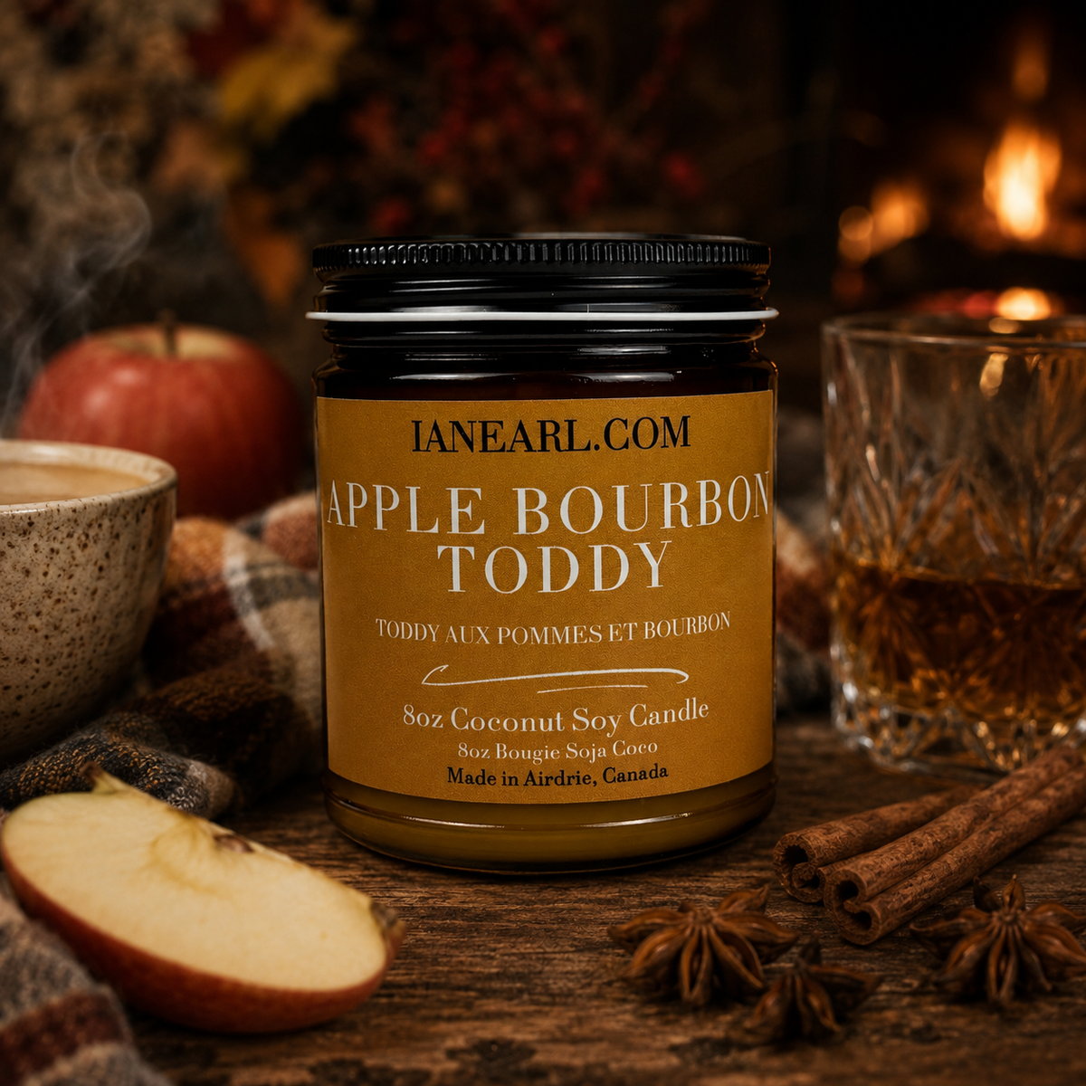 Apple Bourbon Toddy - 8oz Coconut Soy Candle - Prismatic Ash Soap Co.