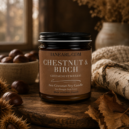 Chestnut & Birch - 8oz Coconut Soy Candle - Prismatic Ash Soap Co.