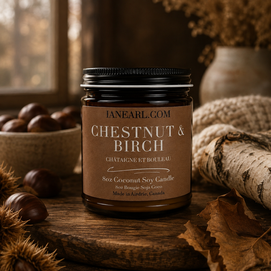 Chestnut & Birch - 8oz Coconut Soy Candle - Prismatic Ash Soap Co.