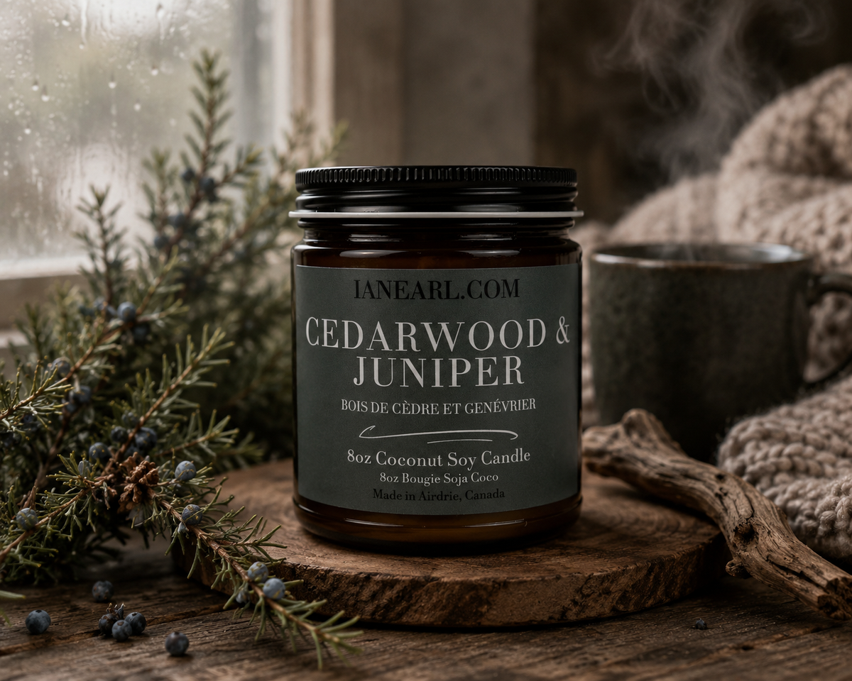 Cedarwood & Juniper - 8oz Coconut Soy Candle - Prismatic Ash Soap Co.