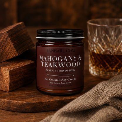Mahogany & Teakwood - 8oz Coconut Soy Candle - Prismatic Ash Soap Co.