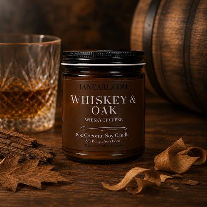 Whiskey & Oak - 8oz Coconut Soy Candle - Prismatic Ash Soap Co.