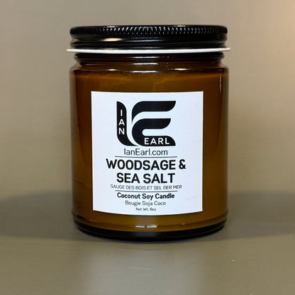 Woodsage & Sea Salt - Coconut Soy Wax - 8oz Candle